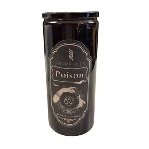 Aroma Villa Poison Scented Candle Black Jar Gothic Halloween Decor 8.6 oz
